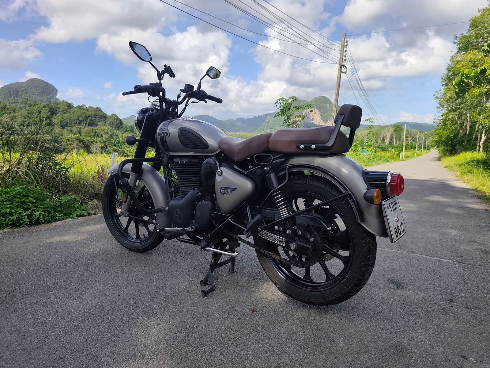 Royal Enfield Classic 350 rear view — motorcycle for hire in Krabi