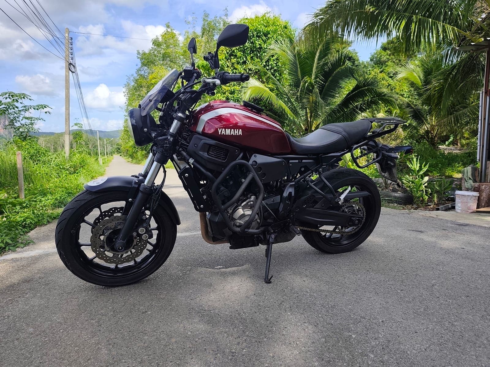 Yamaha XSR700 rear view — motorcycle for hire in Krabi