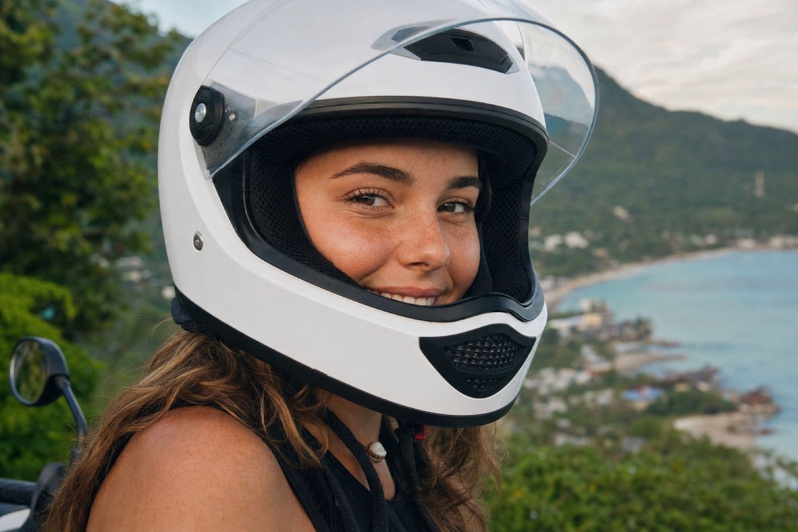 Full-face helmet for safe riding in Khao Sok rainforest roads