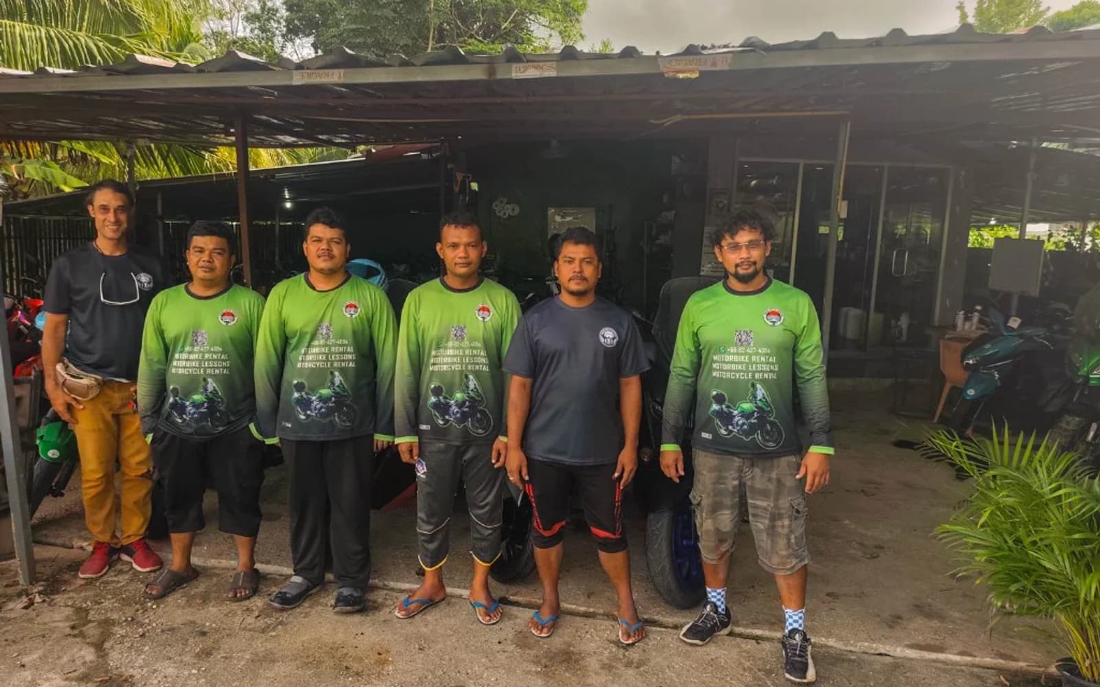Krabi Moto Rentals team in front of the shop in Ao Nang