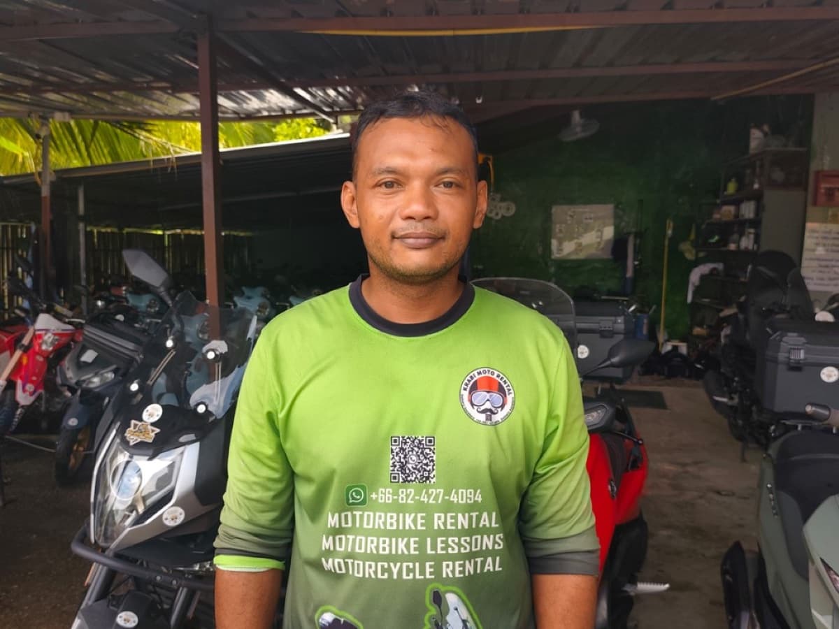 Khun Sak, delivery technician at Krabi Moto Rentals