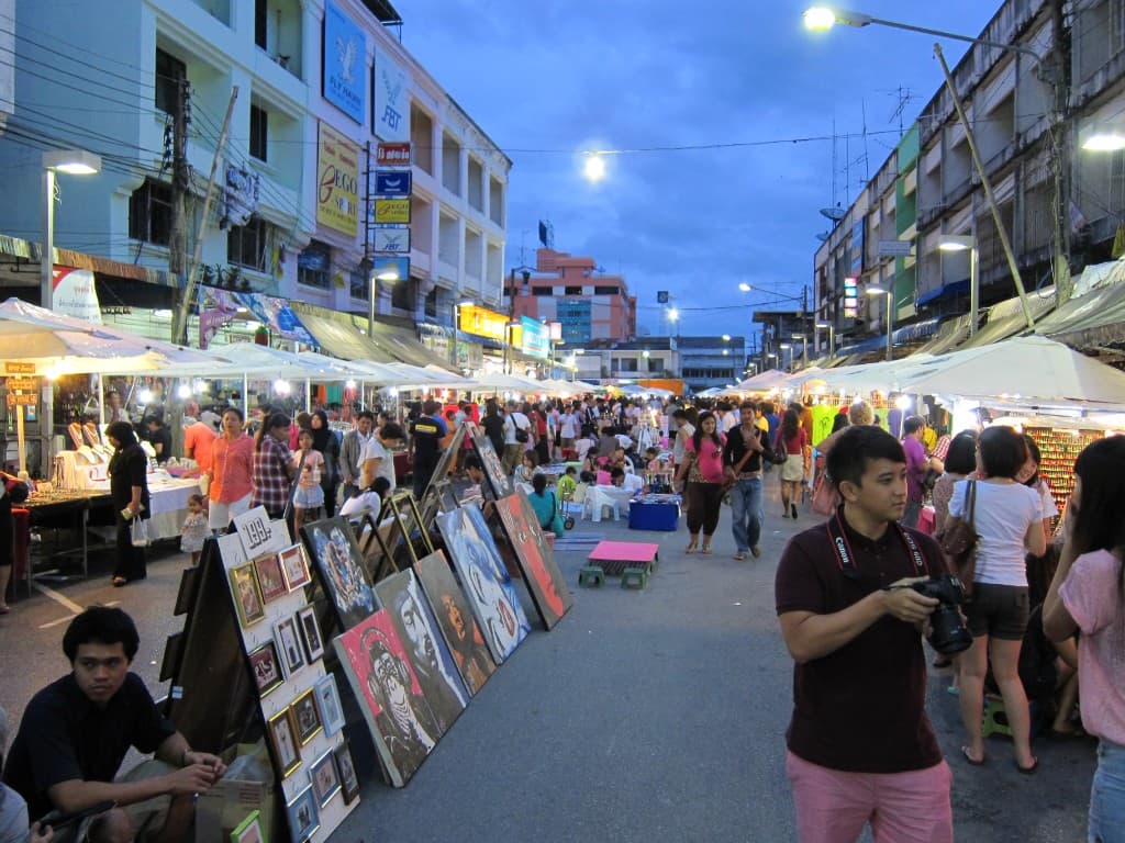 Evening market and street scene in Krabi Town