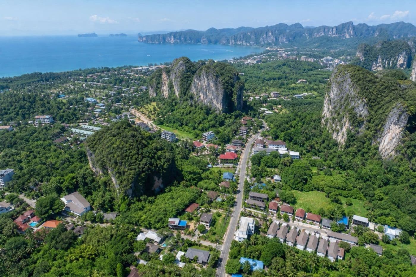 Aerial view of Klong Haeng area between Ao Nang and the coast, Krabi