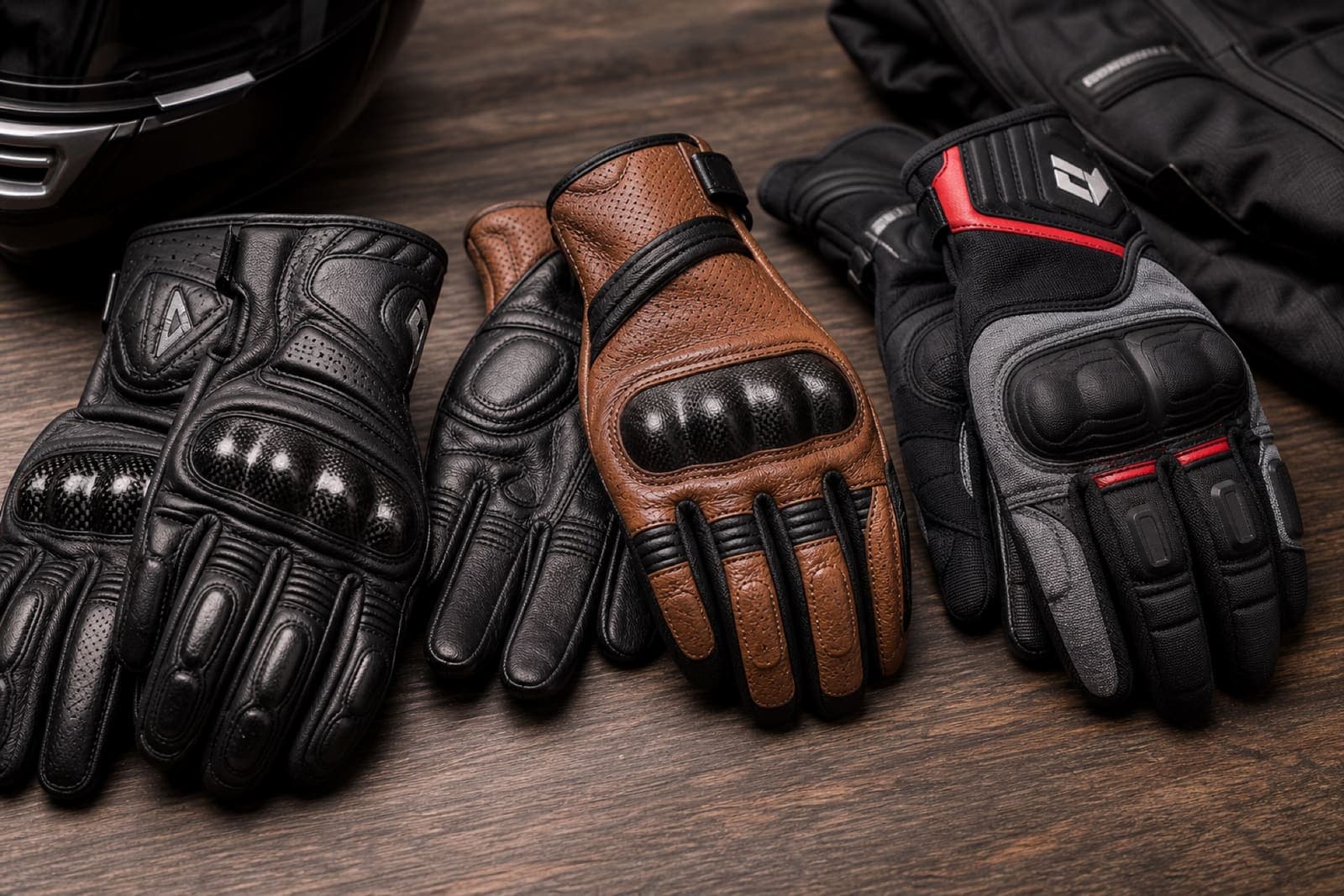 Premium motorcycle riding gloves in various sizes